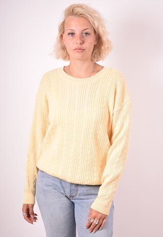 PIERRE CARDIN WOMENS VINTAGE JUMPER SWEATER XL YELLOW 90S