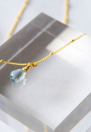 BLUE TOPAZ NECKLACE, GOLD VERMEIL PENDANT