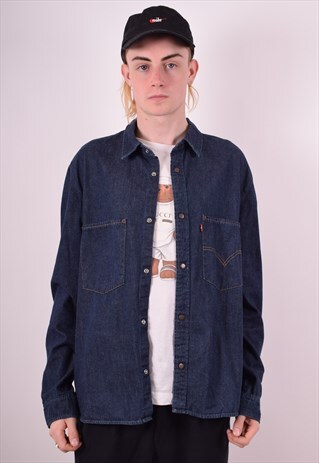 LEVI'S MENS VINTAGE DENIM SHIRT XL BLUE 90S