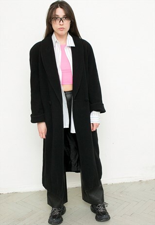 VINTAGE COAT LONG SLEEVED BLACK COLLARED WOMENSWEAR 90S