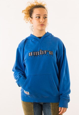 VINTAGE BLUE UMBRO SPELLOUT HOODIE PULLOVER