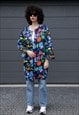 COLORFUL NEOPRENE OVERSIZED COAT WITH WIDE SLEEVES