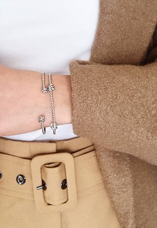 TWISTED KNOT CUFF - SILVER