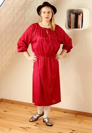 CHERRY RED COLORFUL DOTS DRESS