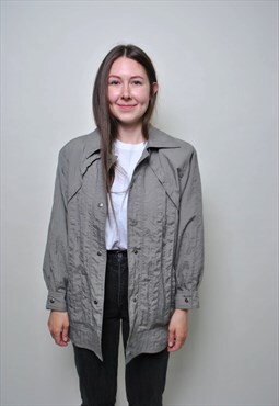 Minimalist light jacket, 80's women bomber jacket
