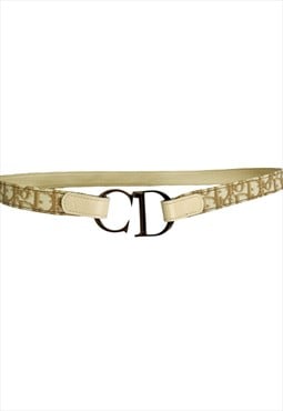 Christian Dior Belt Oblique Monogram Beige Logo Vintage 