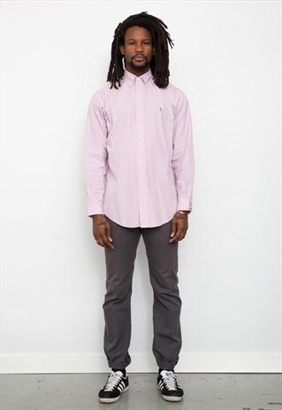 VINTAGE 90'S RALPH LAUREN PINK WHITE PIN STRIPE SHIRT