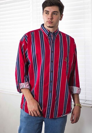VINTAGE CHAPS RALPH LAUREN SHIRT LOGO STRIPED 90S L 13