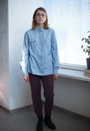 VINTAGE 90'S LIGHT BLUE DENIM SHIRT