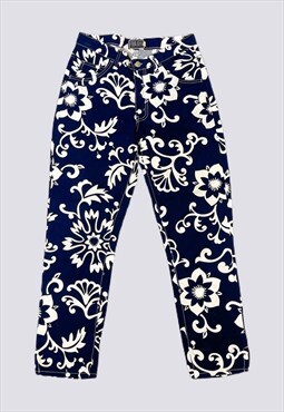 Gianfranco Ferre Blue White Patterned Jeans Trousers 10