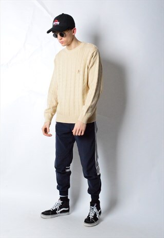 VINTAGE 90S BEIGE KNIT TOMMY HILFIGER JUMPER