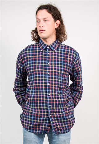VINTAGE 90'S MULTICOLOUR CHECK FLANNEL SHIRT