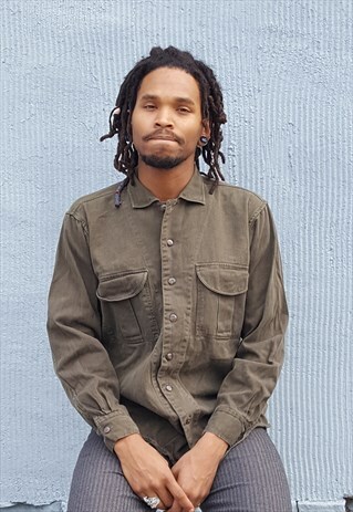 GANT 90S HERTIAGE SKATER GRUNGE OLIVE GREEN SHIRT MEDIUM