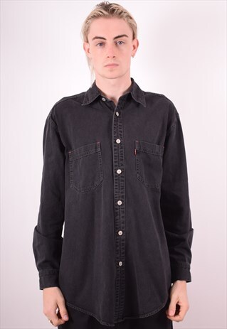 LEVI'S MENS VINTAGE DENIM SHIRT MEDIUM BLACK 90S