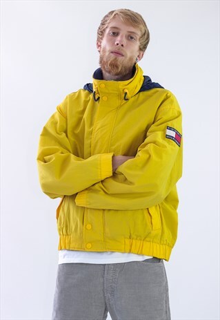 RARE VINTAGE MENS TOMMY FLEECE WINDBREAKER PATCH LOGO JACKET