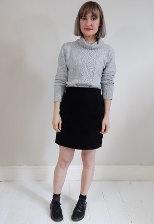 VINTAGE 90'S LIGHT GREY SPECKLED COWL NECK JUMPER