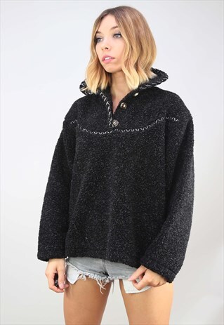 VINTAGE 90S OVERSIZED 1/4 TEDDY FLEECE