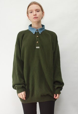 VINTAGE 90' AMAZING COOL UNISEX GREEN JUMPER