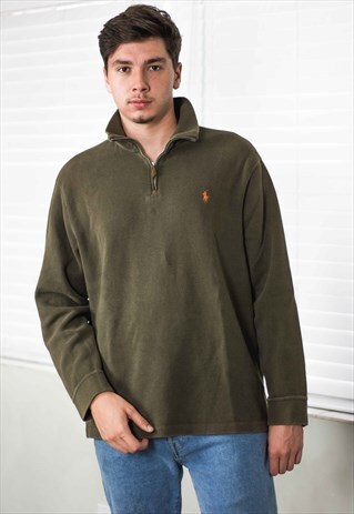 VINTAGE POLO RALPH LAUREN 1/4 ZIP JUMPER LOGO 90S XL 20.2