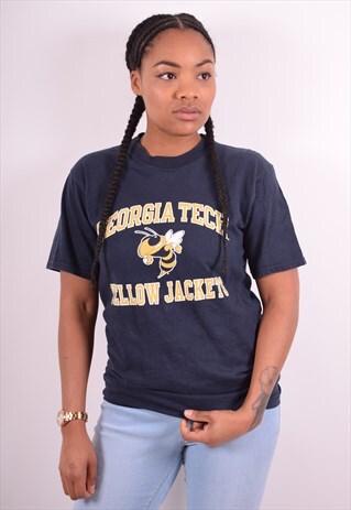 CHAMPION WOMENS VINTAGE T-SHIRT TOP SMALL BLUE 90S