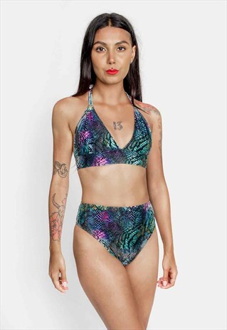 HIGH LEG BIKINI IN SEA SNAKE PRINT