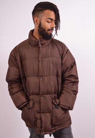 CHAMPION MENS VINTAGE PADDED JACKET LARGE BROWN 90S