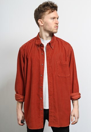 VINTAGE CORDUROY CORD SHIRT ORANGE