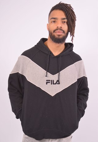 VINTAGE FILA HOODIE JUMPER BLACK