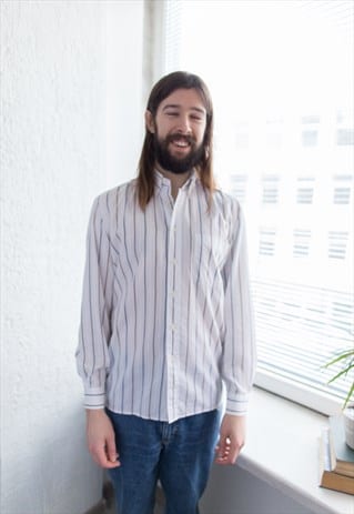 VINTAGE 80'S WHITE STRIPED SHIRT