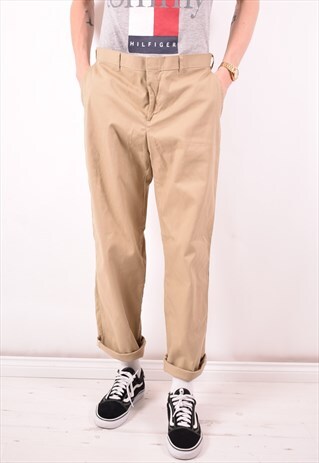 DICKIES MENS VINTAGE TROUSERS W34 L31 BEIGE 90S