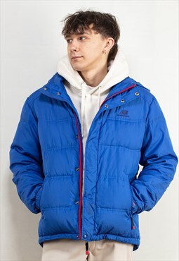 Vintage 00's Hooded New Balance Puffer Jacket in Blue