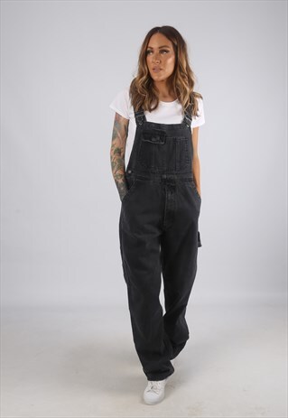 VINTAGE DENIM DUNGAREES NEVADA WIDE LEG UK 12 (H2V)
