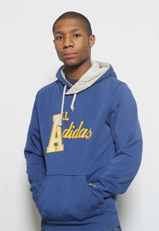 VINTAGE ADIDAS LOGO HOODIE BLUE