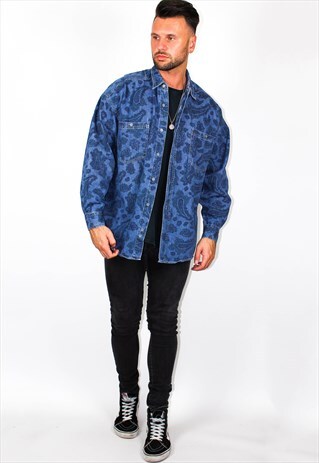 VINTAGE PAISLEY PRINT DENIM SHIRT