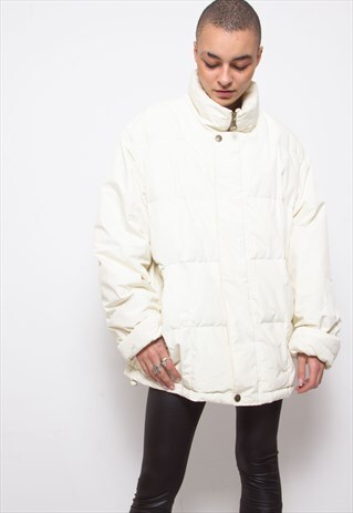 VINTAGE 90S WHITE PADDED PUFFER JACKET ID:5104