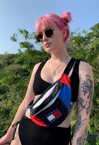VINTAGE REWORKED TOMMY HILFIGER FLAG BUM BAG FANNY PACK