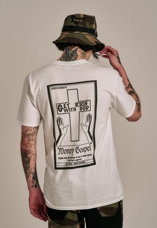 SHORT SLEEVED T-SHIRT IN WHITE WITH MONEY GOSPEL PRINT