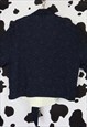 RETRO 80S NAVY SPOTTY SPOTS DOTTY WRAP ROCKABILLY TIE BLOUSE