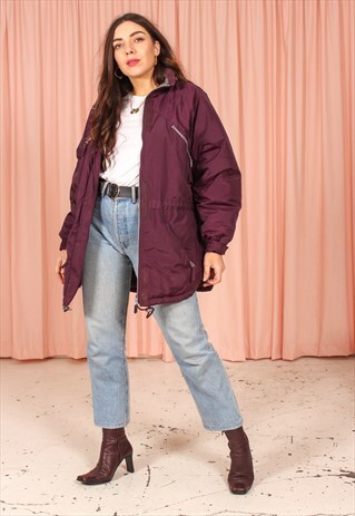 VINTAGE 90S OVERSIZED PUFFER JACKET IN PURPLE