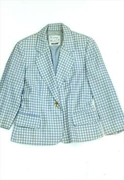 Moschino Blazer 90s Blue Check Picnic Blanket Pattern