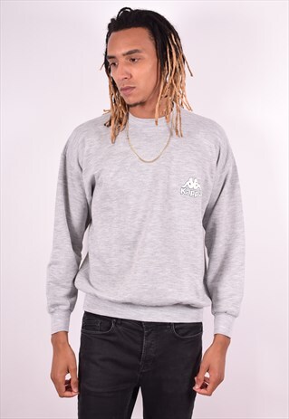 KAPPA MENS VINTAGE SWEATSHIRT JUMPER LARGE GREY 90S