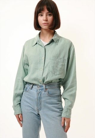 90S VINTAGE RALPH LAUREN LINEN LONG SHIRT BLOUSE 1152