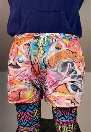 HAWAII FLOWER SWIMSUIT SHORTS WINDBREAKER SPORT 90S VINTAGE