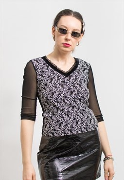 Sheer blouse bodycon top mesh women