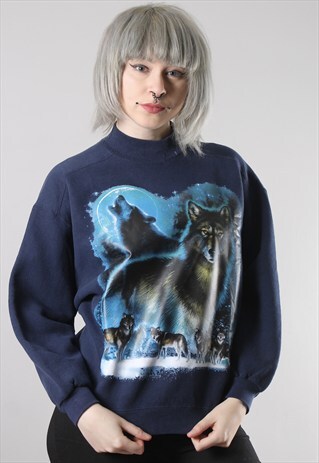 VINTAGE WOLF PRINT TOURISTWEAR SWEATSHIRT JUMPER
