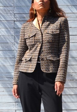 Vintage multi color tweed pure new wool blend blazer,jacket