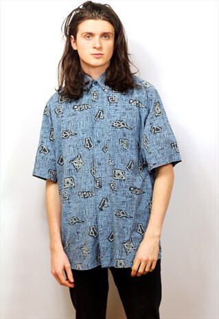 1990'S VINTAGE ABSTRACT PRINT SHIRT