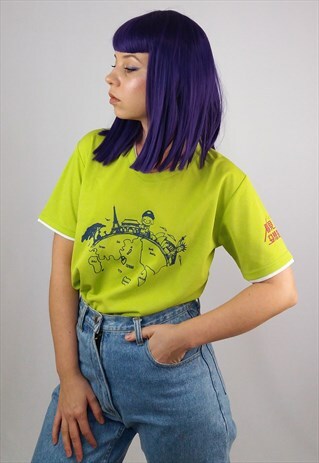 VINTAGE 90'S LIME GREEN UNISEX POLYESTER SPORTS T-SHIRT