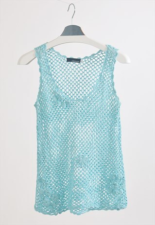 VINTAGE 90'S CROCHETED TOP IN BLUE