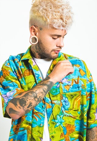 VINTAGE 80S HAWAIIAN SHORT SLEEVE SHIRT/ S6577